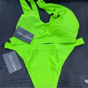 Bella bloom bright green bikini set size Large brand new